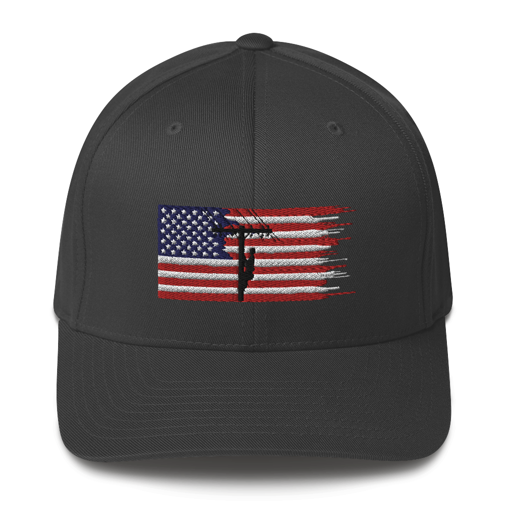 thumbnail image 2 of Flexfit American Flag Red Line Flex Fit Hat – Black Twill – Men's Baseball Cap 2 of 5