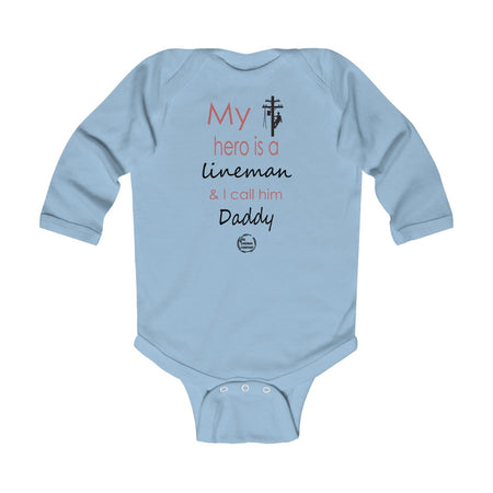 "My Hero Is A Lineman" NB-18 Month Bodysuit (Multiple Colors)