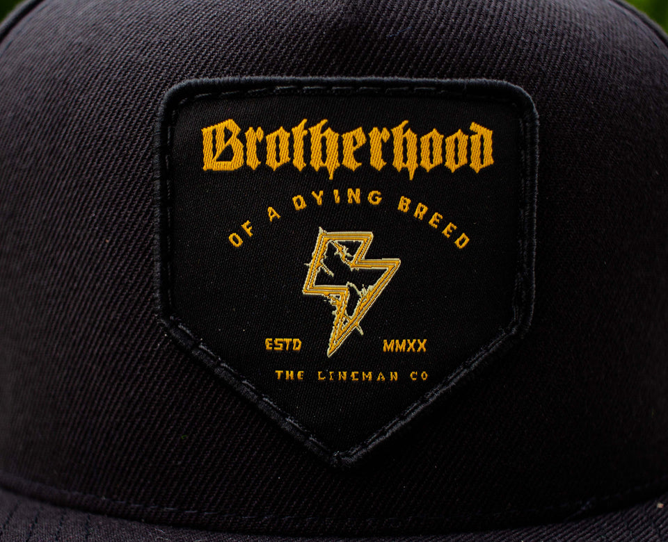 "Lineman Brotherhood Lightning Bolt" Flat Bill Patch Hat