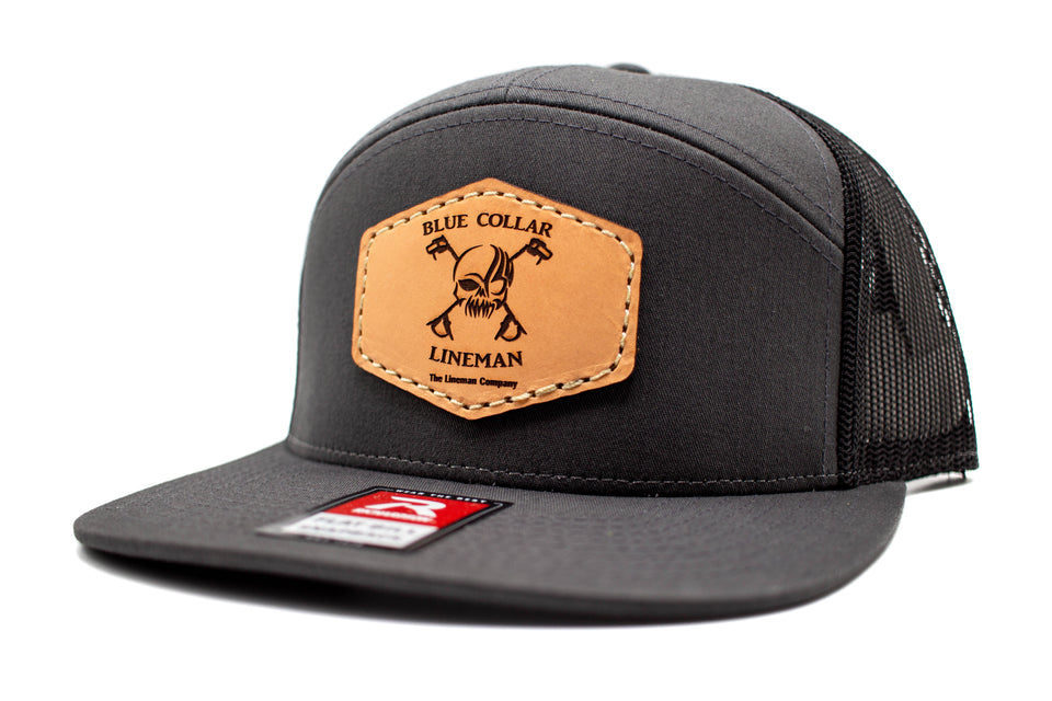 "Blue Collar Lineman" Leather Patch Flat Bill Snapback