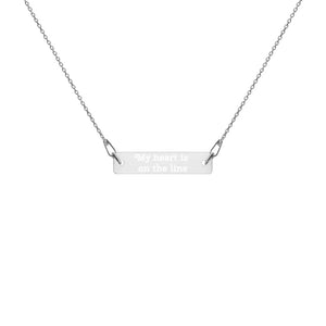"My Heart Is On The Line" Silver Engraved Bar Chain Necklace (3 Colors)