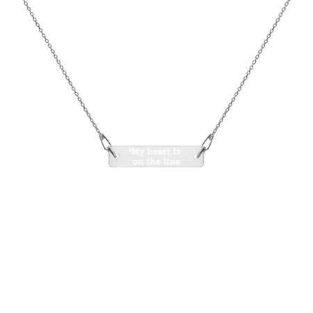 "My Heart Is On The Line" Silver Engraved Bar Chain Necklace (3 Colors)